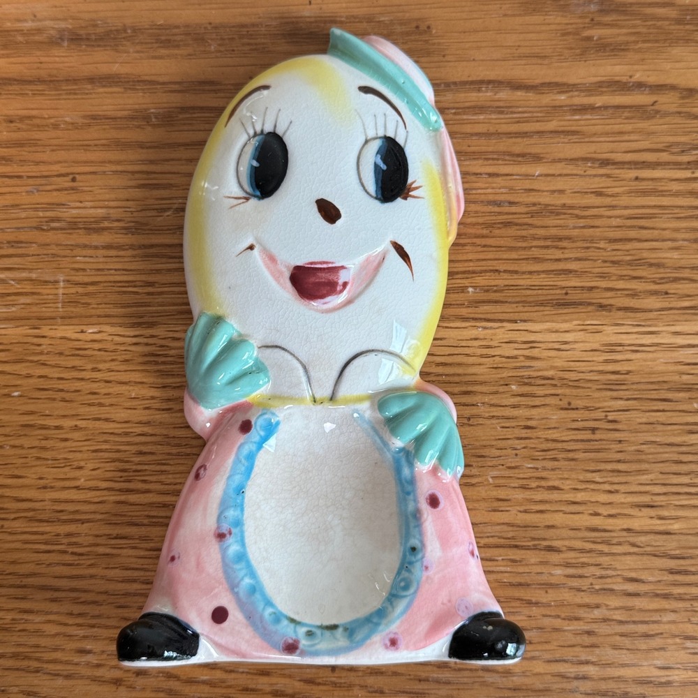 Vintage Enesco Humpty Dumpty Spoon Rest Ceramic Anthropomorphic 1950s Japan